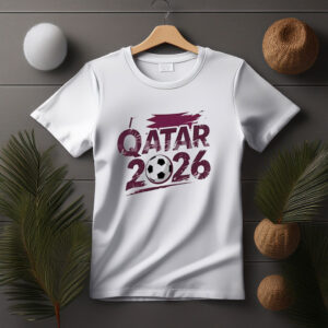 Qatar 2026 Soccer Brush Typography Shirt