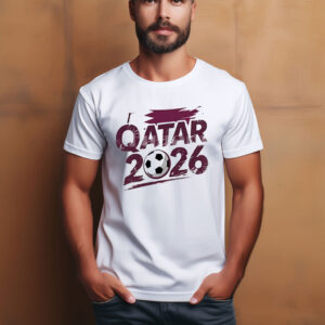 Qatar 2026 Soccer Brush Typography Shirt