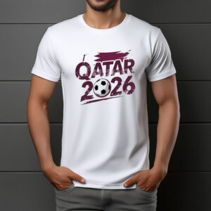 Qatar 2026 Soccer Brush Typography Shirt