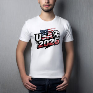 USA 2026 Soccer Brush Typography Shirt