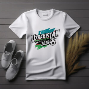 Uzbekistan 2026 Soccer Brush Lettering T-Shirt