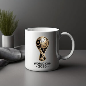 World Cup 2026 Gold Trophy Soccer Mug