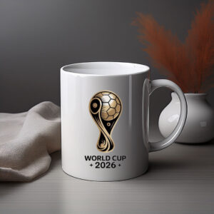 World Cup 2026 Gold Trophy Soccer Mug