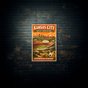World Cup 2026 Kansas City Arrowhead Stadium Retro Poster
