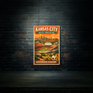 World Cup 2026 Kansas City Arrowhead Stadium Retro Poster